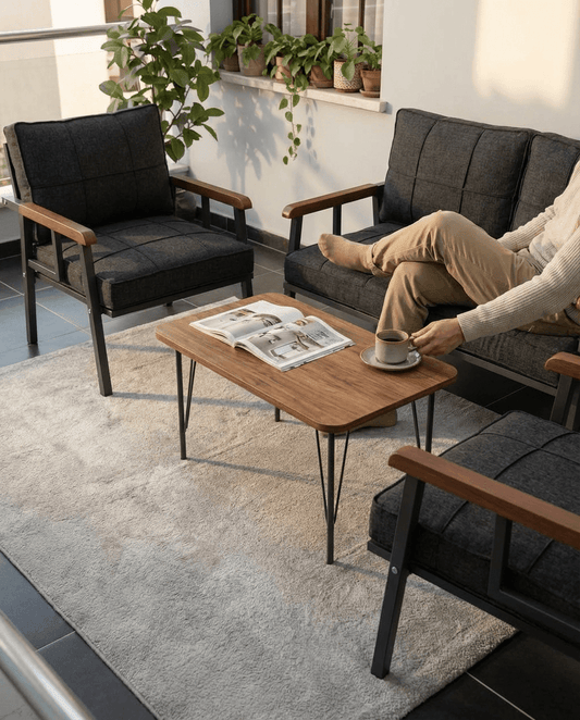 Set Mobilier de Grădină Modern cu Măsuță de Cafea – Canapea 2 Locuri + 2 Fotolii