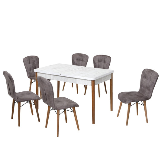 Safir Set masa 80*170 (extensibila) si scaune (6 bucati) Gri / Desire Furniture - Desire Furniture