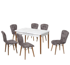 Safir Set masa 80*170 (extensibila) si scaune (6 bucati) Gri / Desire Furniture - Desire Furniture