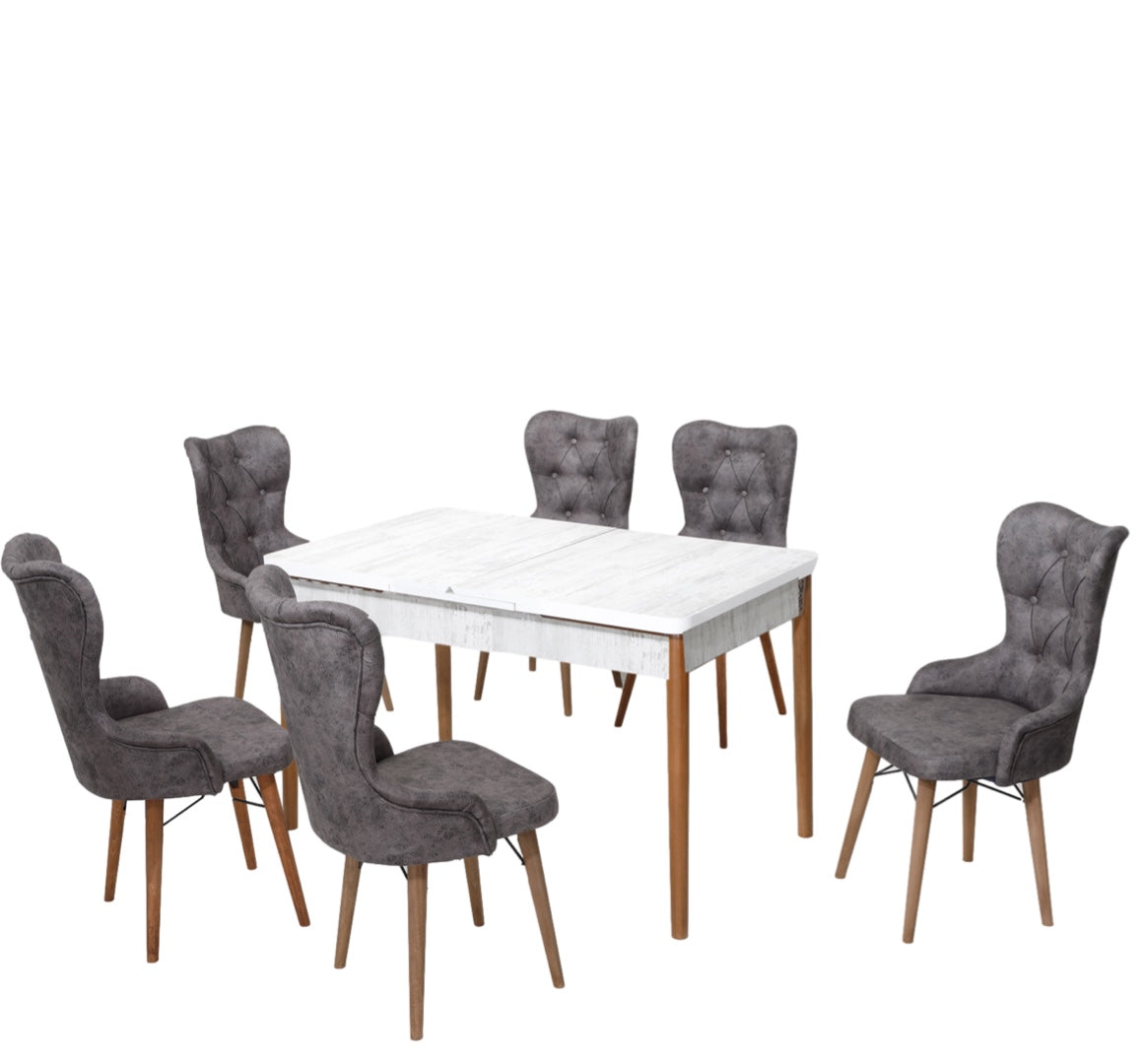 Lord Set masa 80*170 (extensibila) si scaune (6 bucati) Gri / Desire Furniture - Desire Furniture