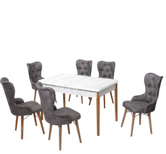 Lord Set masa 80*170 (extensibila) si scaune (6 bucati) Gri / Desire Furniture - Desire Furniture