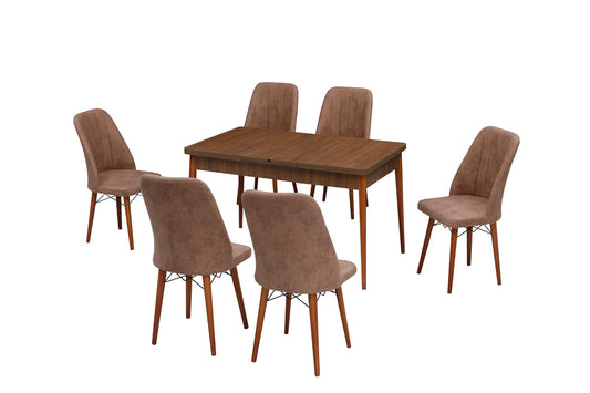 Desire Set masa 80*170 (extensibila) si scaune (6 bucati) Maro / Desire Furniture - Desire Furniture
