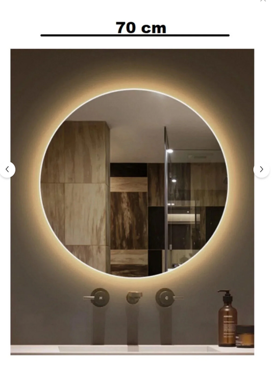 Chiuvetă LED cu diametru de 70 cm, baie, oglindă de perete