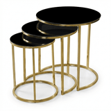 Set Mese de Cafea Rotunde – Design Elegant cu Blat din Sticlă și Structură Metalică