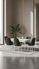 Babyface Madrid Set Masa Extensibila 80 x 130-170 cm  si Scaune 6 Bucati Gri Antracit