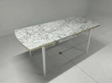 Verona Set Masa Extensibila (Marmura Alba)  80x 135 (80 x 178) Si Scaun 6 Buc, Aur Detalii, Horeca, Bucatarie, Living