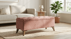 Taburet Chester cu Depozitare Roze
