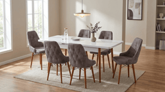 Eros Set Masa 80*170 Extensibila si Scaune 6 bucati Gri
