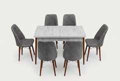 Desire Set Masa 80*170 Extensibila si Scaune 6 bucati Gri