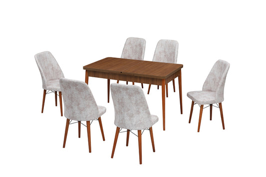 Desire Set masa 80*170 (extensibila) si scaune (6 bucati) Cremă / Desire Furniture - Desire Furniture