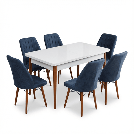 Desire Set Masa 80*170 Extensibila si Scaune 4,6 bucati Albastru