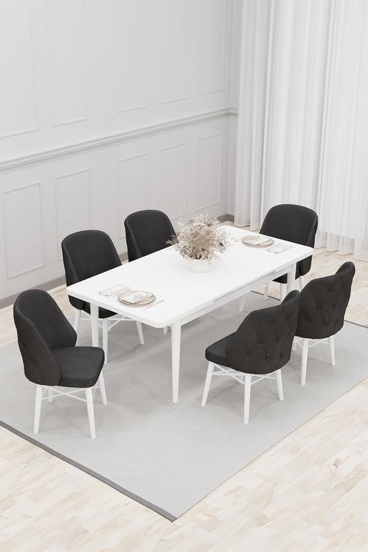 Babyface Lexus Set Masa 80*170 Extensibila si Scaune 6 bucati Gri Antracit