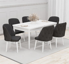 Babyface Lexus Set masa 80*170 (extensibila) si scaune (6 bucati) Gri Antracit / Desire Furniture - Desire Furniture