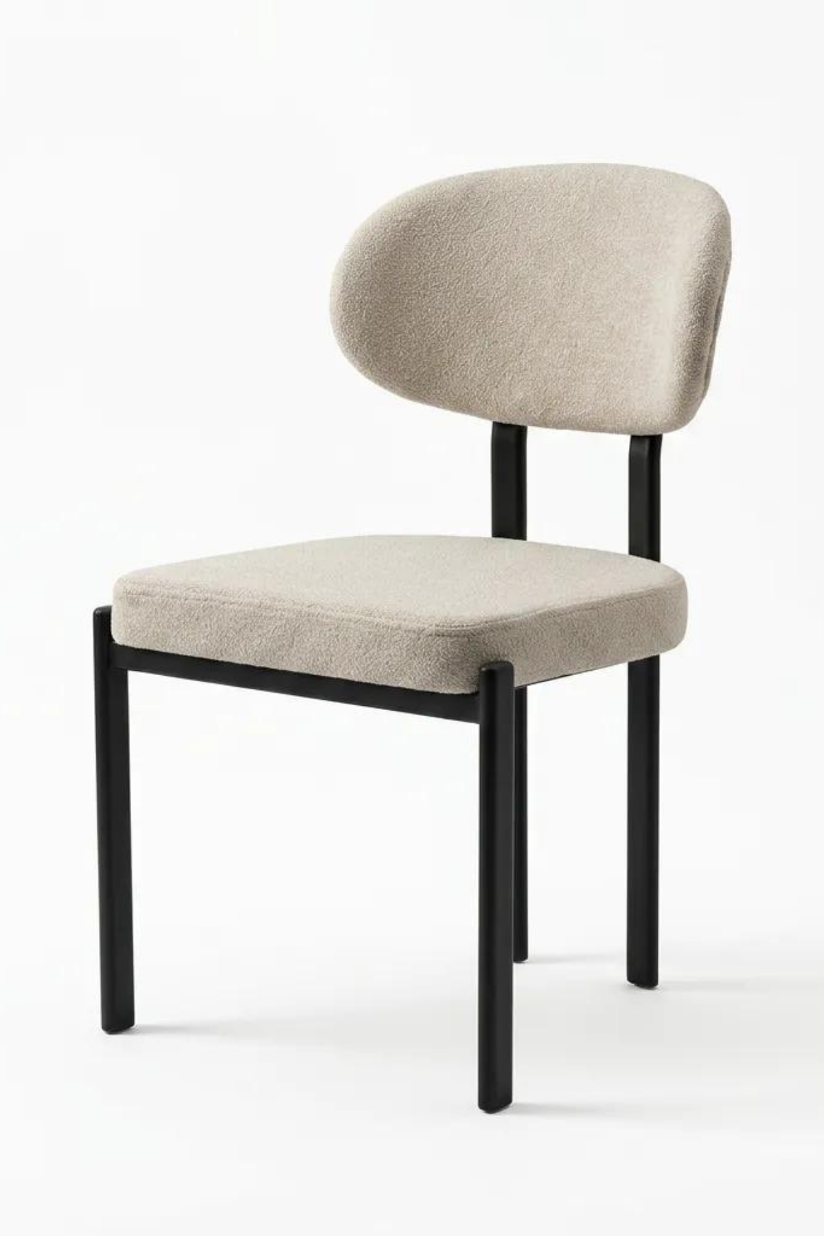 Scaun dining Poly Beige, cadru metalic negru, Horeca, Restaurant