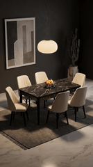 Babyface Madrid Set Masa Extensibila 80 x 130-170 cm si Scaune 6 bucati Crem