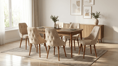 Eros Set Masa 80*170 Extensibila si Scaune 6 bucati Crema