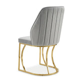 Set Masă și 6 Scaune Milano, Stil Elegant, Detalii Aurii, 90x180 cm, Blat Marmorat Negru,Gray