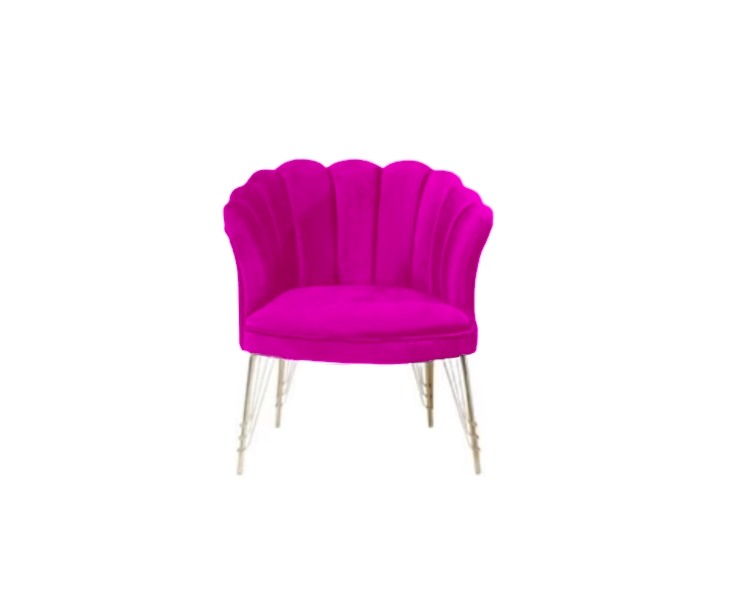 Fotoliu (Daisy) Roze Babyface textil, picioare metalice placate cu aur / Desire Furniture - Desire Furniture