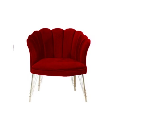 Fotoliu (Daisy) Burgundia Babyface textil, picioare metalice placate cu aur / Desire Furniture - Desire Furniture