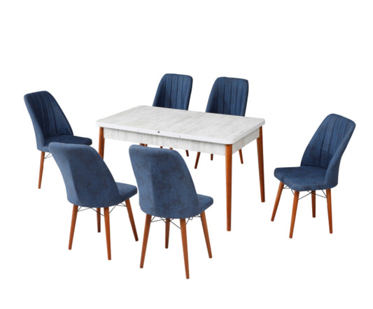Desire Set masa 80*170 (extensibila) si scaune (6 bucati) Albastru / Desire Furniture - Desire Furniture