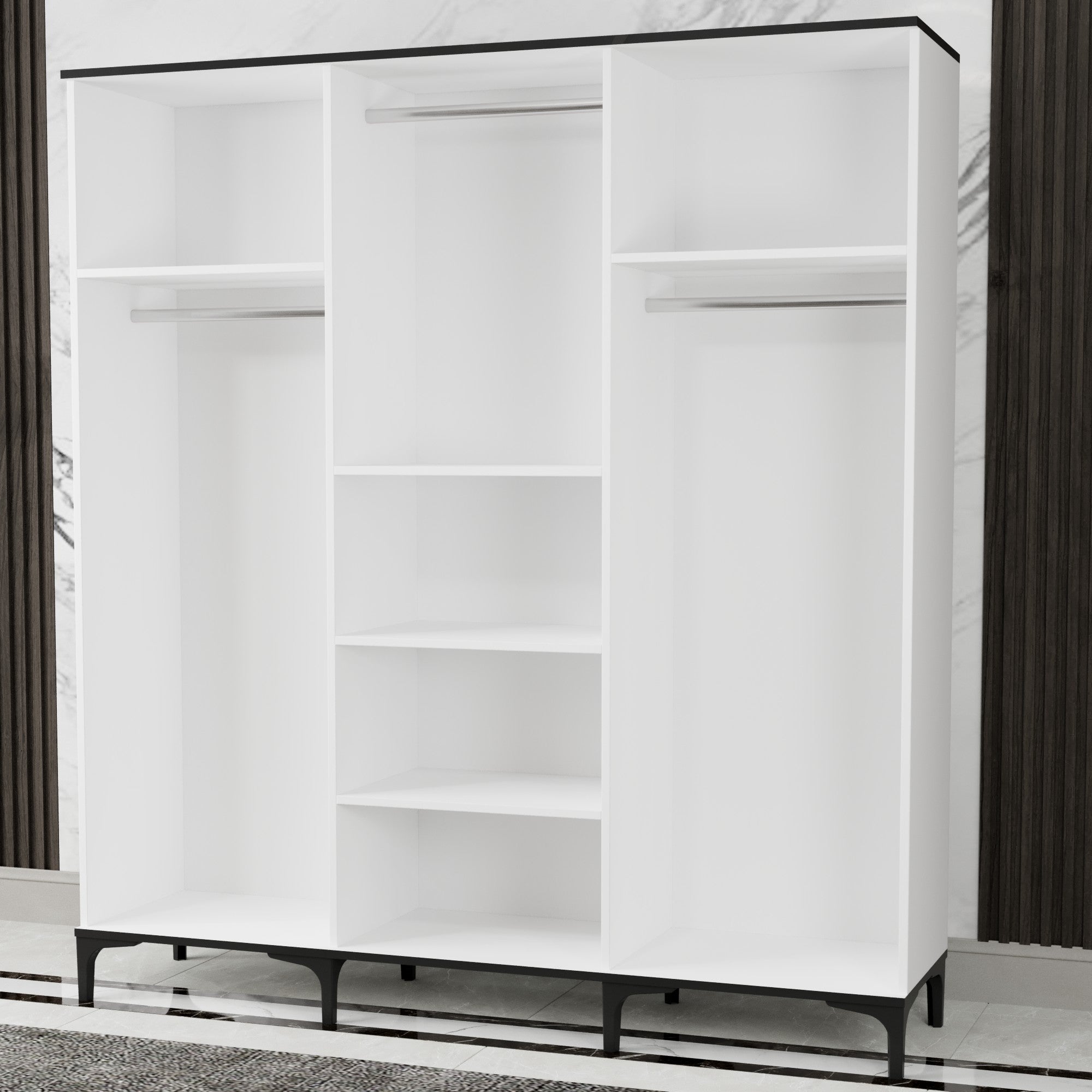 Dulap Desire cu 6 Uși – Design Modern, Spațios și Elegant, Alb Lucios