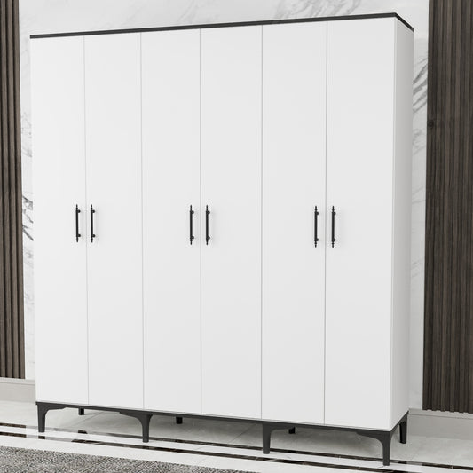 Dulap Desire cu 6 Uși – Design Modern, Spațios și Elegant, Alb Lucios