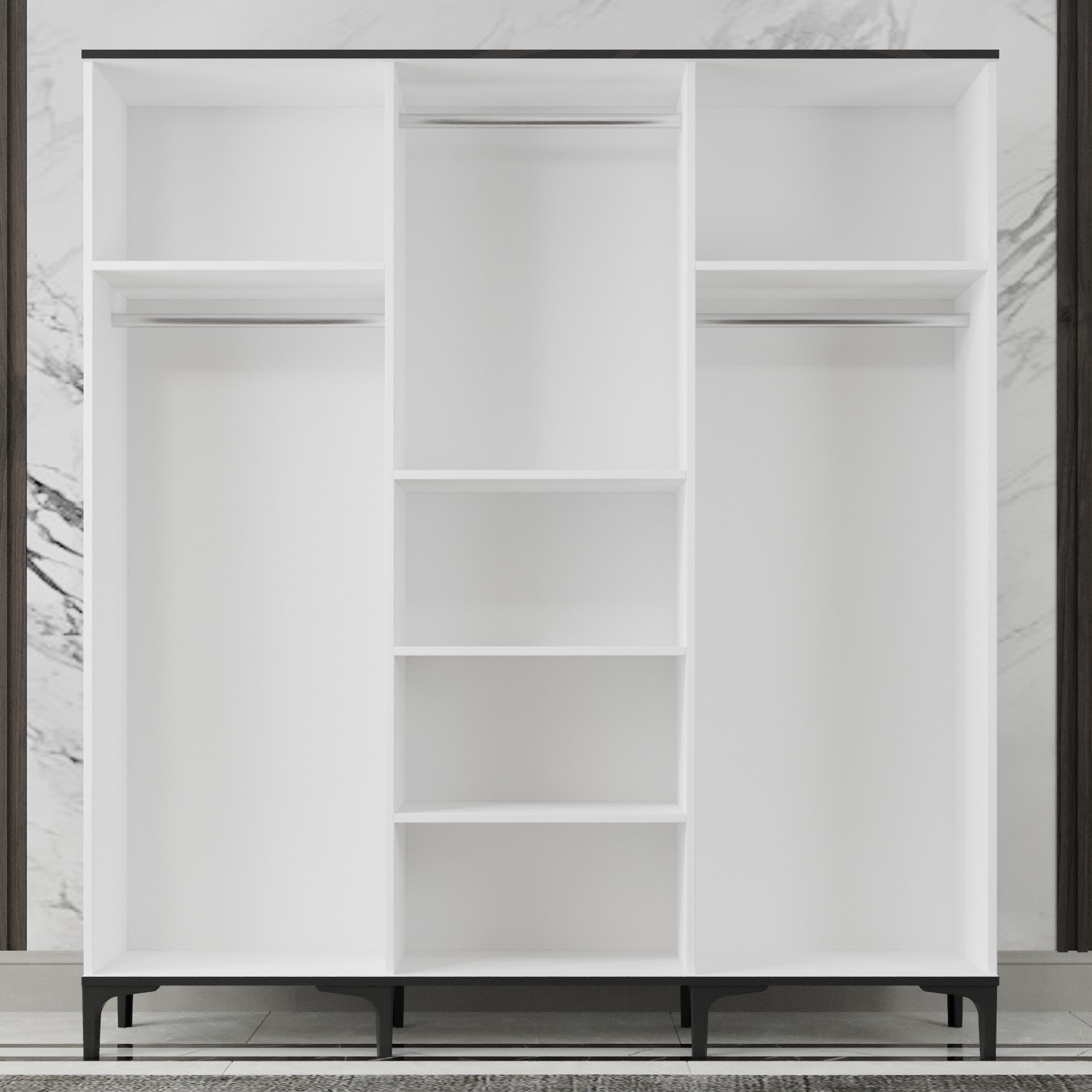 Dulap Desire cu 6 Uși – Design Modern, Spațios și Elegant, Alb Lucios