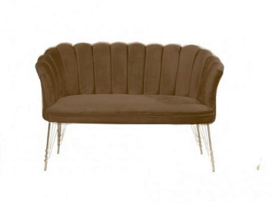 Canapea 3 ( triplu ) (Daisy) Maro Babyface textil, picioare metalice placate cu aur / Desire Furniture - Desire Furniture