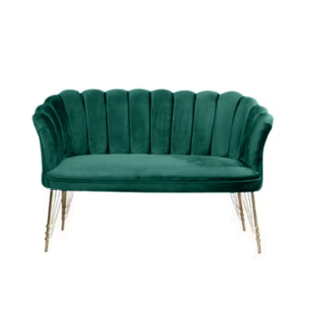 Canapea 3 ( triplu ) (Daisy) Verde Babyface textil, picioare metalice placate cu argintie / Desire Furniture - Desire Furniture