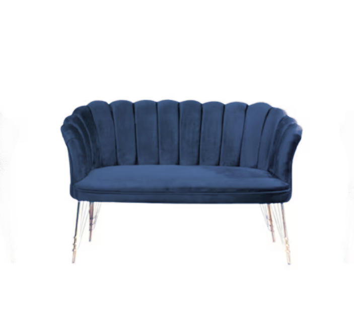 Canapea 3 ( triplu ) (Daisy) Albastru Babyface textil, picioare metalice placate cu argintie / Desire Furniture - Desire Furniture