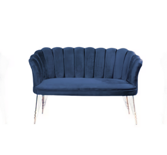 Canapea 3 ( triplu ) (Daisy) Albastru Babyface textil, picioare metalice placate cu argintie / Desire Furniture - Desire Furniture