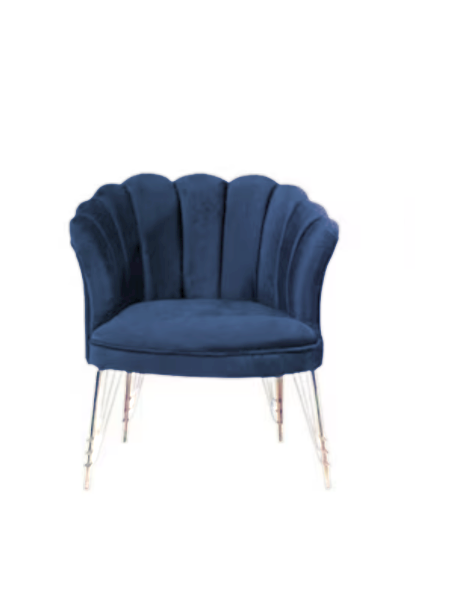 Fotoliu (Daisy) Albastru Babyface textil, picioare metalice placate cu argintie / Desire Furniture - Desire Furniture