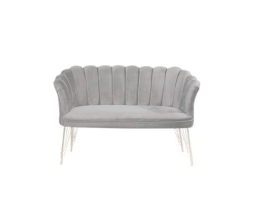 Canapea 3 ( triplu ) (Daisy) Gri Babyface textil, picioare metalice placate cu argintie / Desire Furniture - Desire Furniture