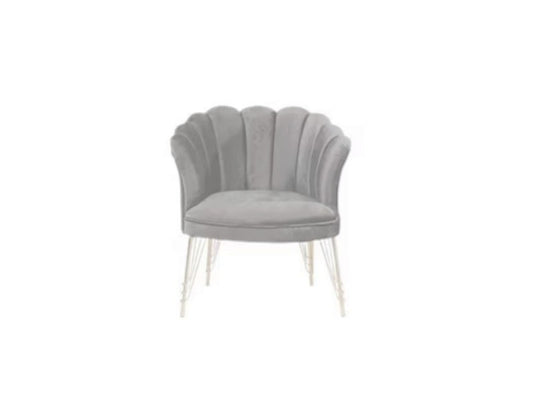 Fotoliu (Daisy) Gri Babyface textil, picioare metalice placate cu aur / Desire Furniture - Desire Furniture