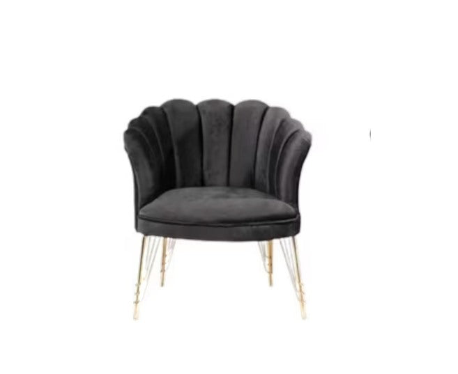 Fotoliu (Daisy) Negru Babyface textil, picioare metalice placate cu argintie / Desire Furniture - Desire Furniture
