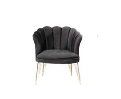 Fotoliu (Daisy) Negru Babyface textil, picioare metalice placate cu argintie / Desire Furniture - Desire Furniture
