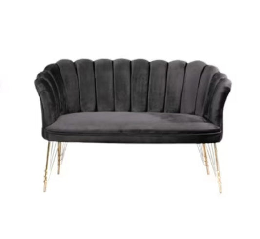 Canapea 3 ( triplu ) (Daisy) Negru Babyface textil, picioare metalice placate cu argintie / Desire Furniture - Desire Furniture