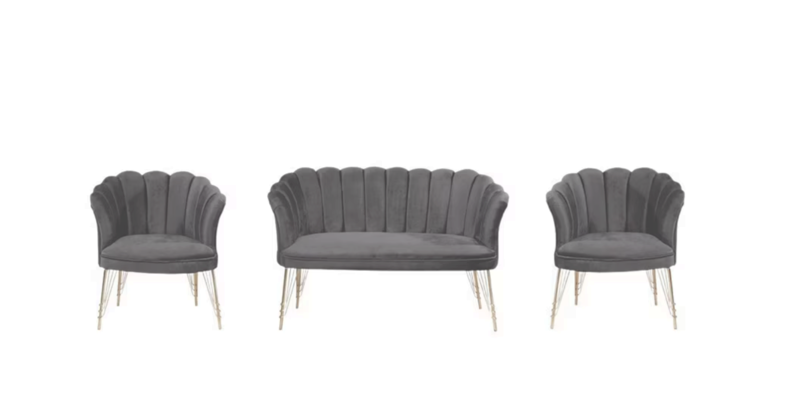 Cafea Set (Daisy) 3+1+1 Gri Antracit / Desire Furniture - Desire Furniture