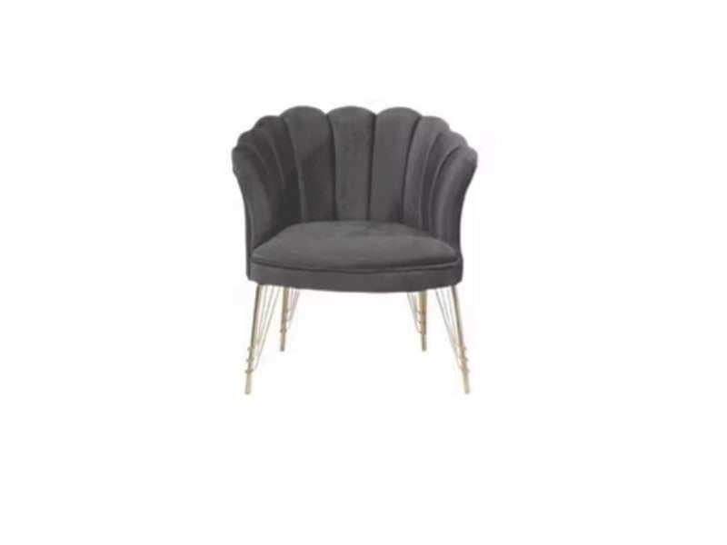 Fotoliu (Daisy) Gri Antracit Babyface textil, picioare metalice placate cu argintie / Desire Furniture - Desire Furniture