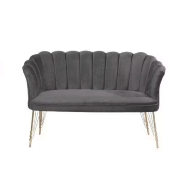 Canapea 3 ( triplu ) (Daisy) Gri Antracit Babyface textil, picioare metalice placate cu argintie / Desire Furniture - Desire Furniture