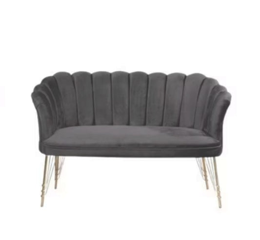 Canapea 3 ( triplu ) (Daisy) Gri Antracit Babyface textil, picioare metalice placate cu argintie / Desire Furniture - Desire Furniture