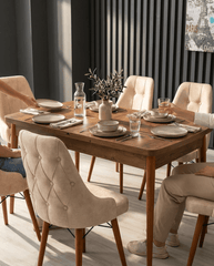 Eros Set Masa 80*170 Extensibila si Scaune 6 bucati Crema