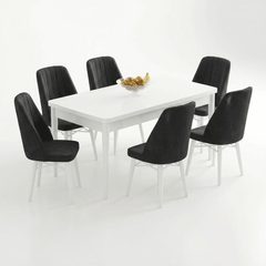 Babyface Madrid Set Masa Extensibila 80 x 130-170 cm  si Scaune 6 Bucati Gri Antracit