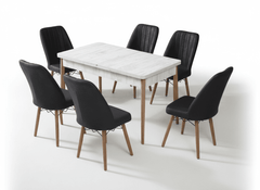 Desire Set Masa 80*170 Extensibila si Scaune 6 bucati Negru