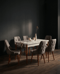 Eros Set Masa 80*170 Extensibila si Scaune 6 bucati Gri