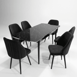 Sormis Set Extensibila 80x 135 (80 x 178) Si Scaun 6 Buc Negru Picior Negru