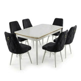 Leo Set Extensibila 80x 135 (80 x 178) Si Scaun 6 Buc Crem