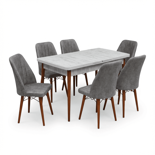Desire Set Masa 80*170 Extensibila si Scaune 6 bucati Gri