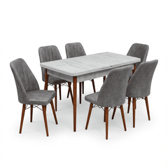 Desire Set Masa 80*170 Extensibila si Scaune 6 bucati Gri
