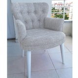 Set Canapea Pera Tea Set - Material textil de in - Picioare din lemn alb - Cadru carpen - Crem